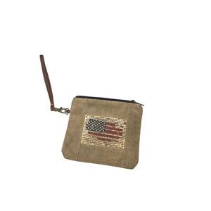 Mona B Women's Canvas Wristlet USA Flag Design Multicolor Small
